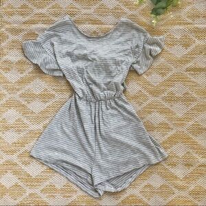 Lush stripe ruffle sleeve romper size medium
